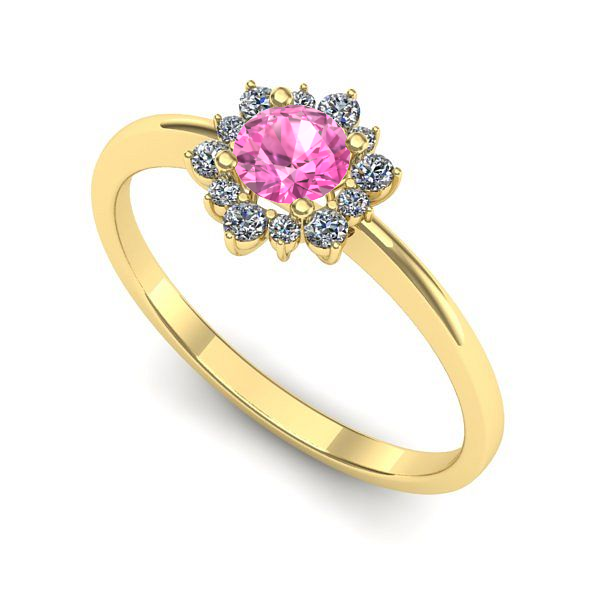 Inel din aur galben cu safir roz