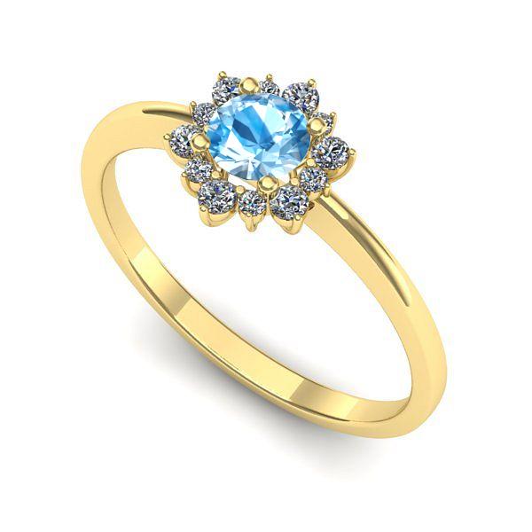 Inel din aur galben cu topaz blue