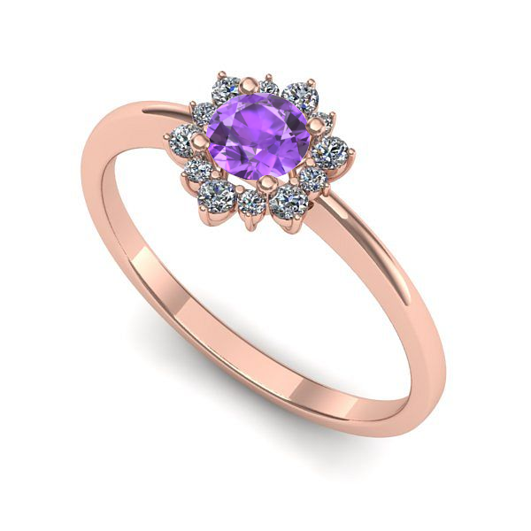 Inel din aur roz cu ametist