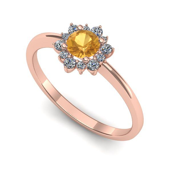 Inel din aur roz cu citrin