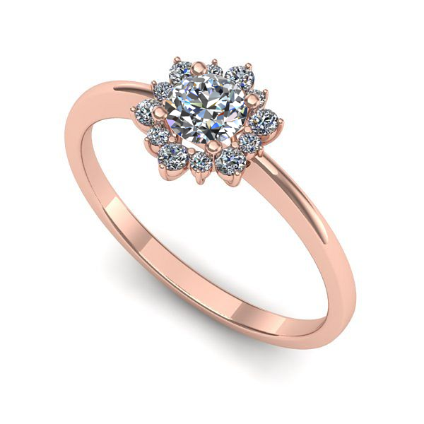 Inel din aur roz cu diamant