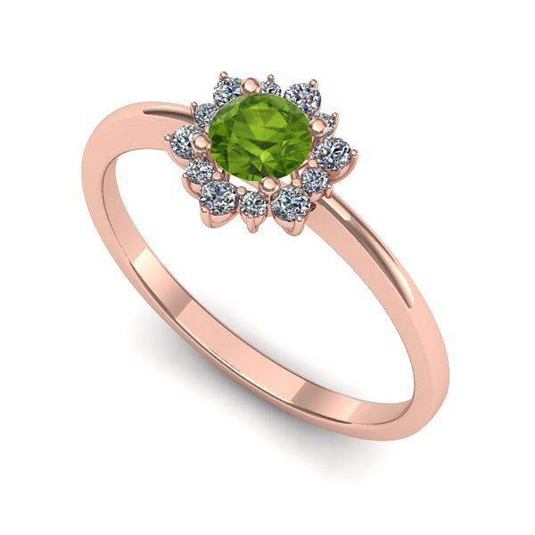 Inel de logodna din aur roz cu peridot