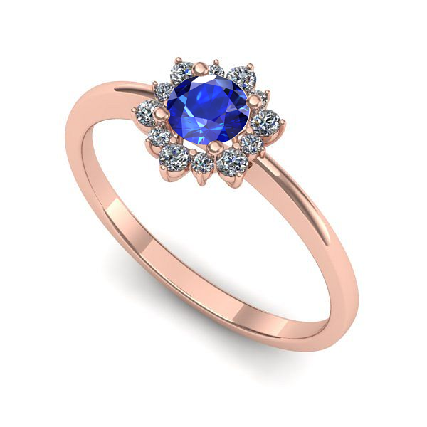 Inel din aur roz cu safir