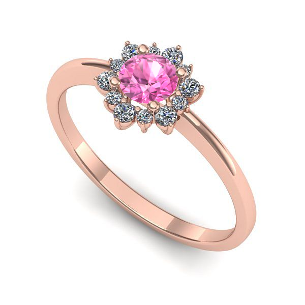 Inel din aur roz cu safir roz