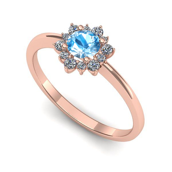 Inel de logodna din aur roz cu topaz blue