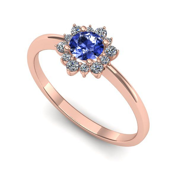Inel logodna din aur roz cu tanzanit