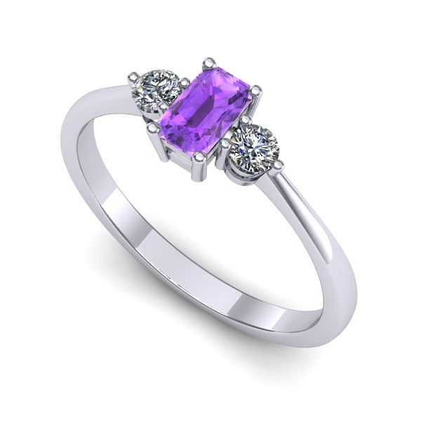Inel de logodna din aur alb cu ametist