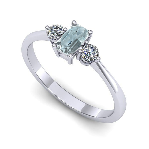 Inel din aur alb cu aquamarin