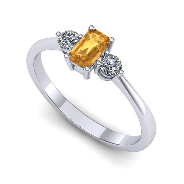 Inel de logodna din aur alb cu citrin