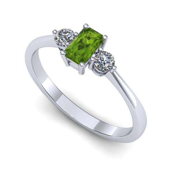 Inel logodna din aur alb cu peridot