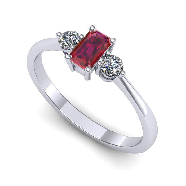 Inel din aur alb cu rubin