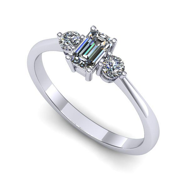 Inel din aur alb cu safir alb