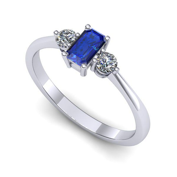 Inel de logodna din aur alb cu safir