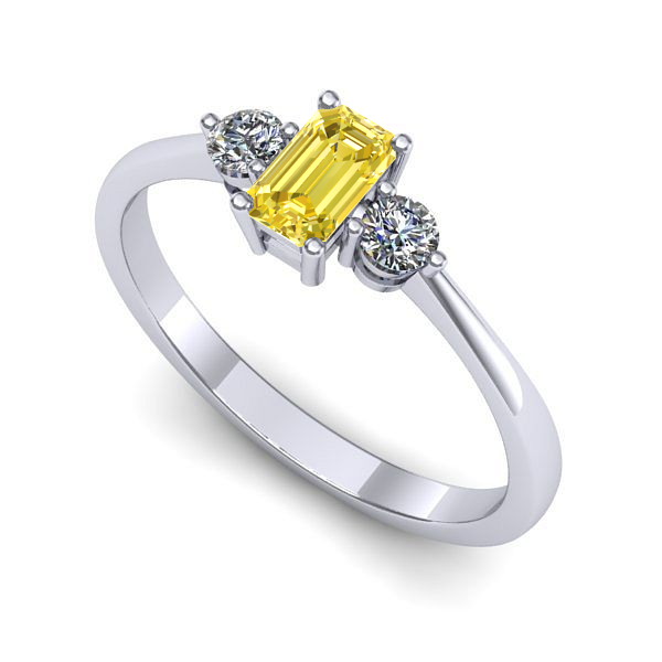 Inel logodna din aur alb cu safir galben