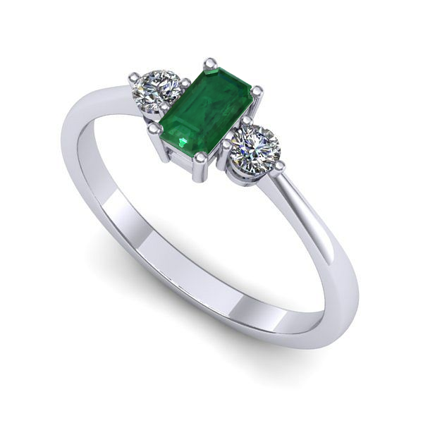 Inel de logodna din aur alb cu smarald