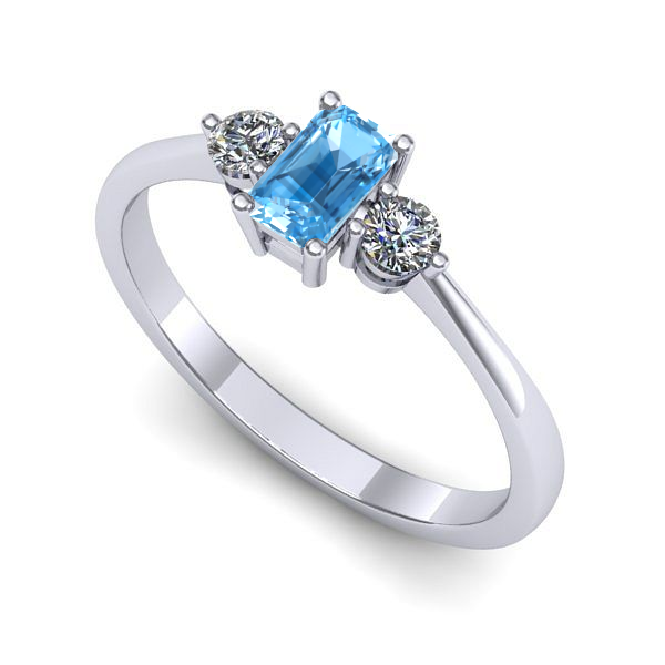 Inel de logodna din aur alb cu topaz blue