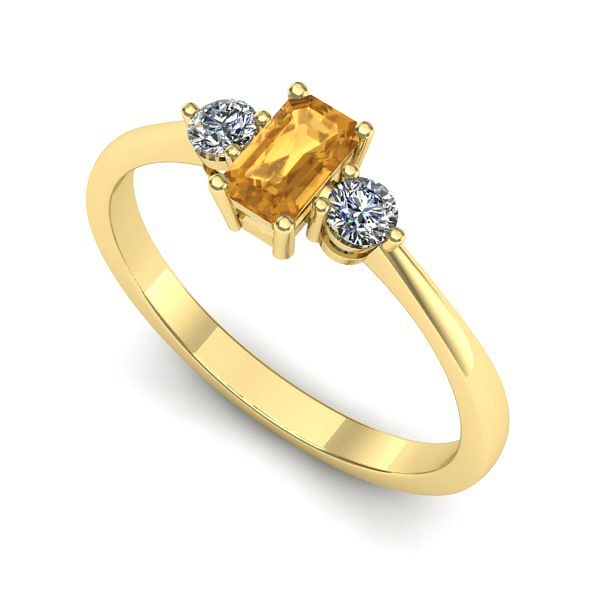 Inel din aur galben cu citrin