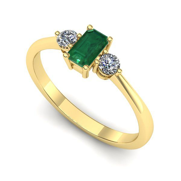 Inel de logodna din aur galben cu smarald