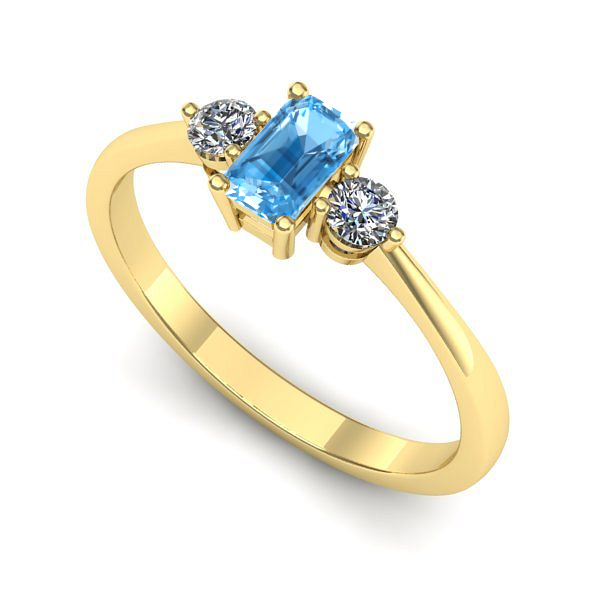 Inel logodna din aur galben cu topaz blue