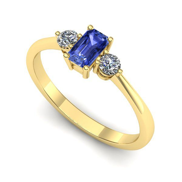 Inel de logodna din aur galben cu tanzanit