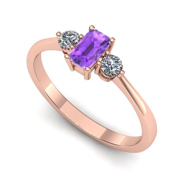 Inel din aur roz cu ametist