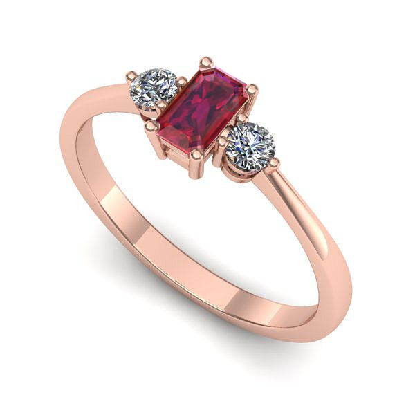 Inel din aur roz cu rubin