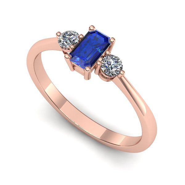 Inel de logodna din aur roz cu safir