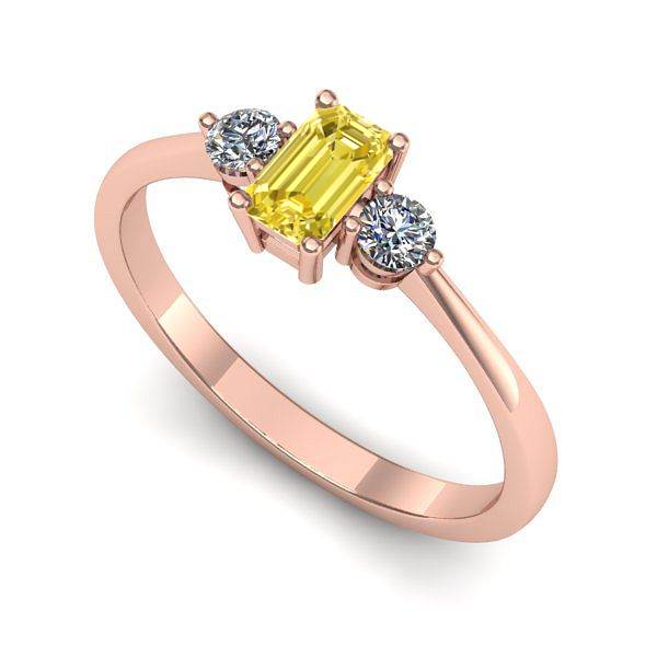 Inel din aur roz cu safir galben