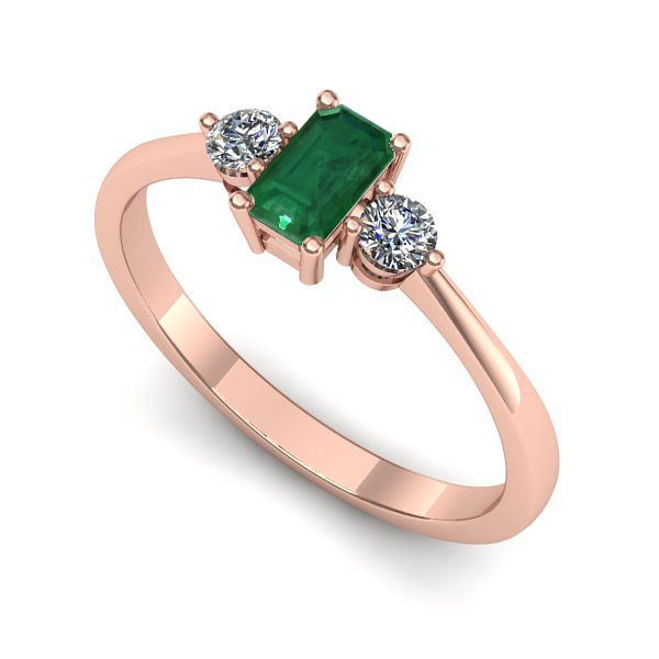 Inel logodna din aur roz cu smarald