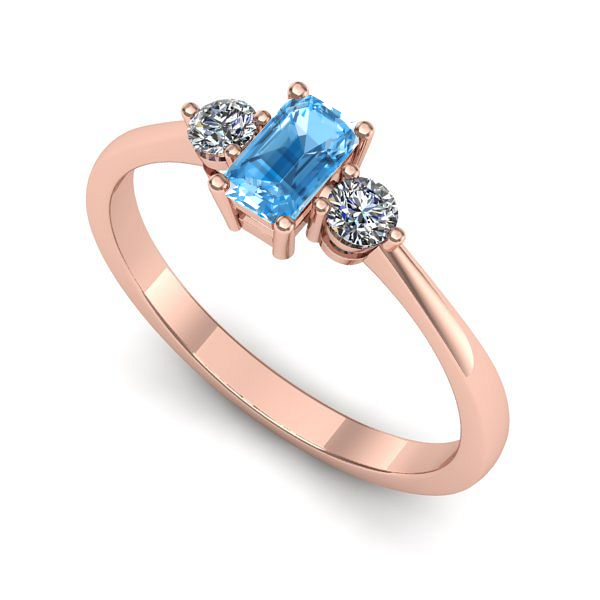 Inel logodna din aur roz cu topaz blue