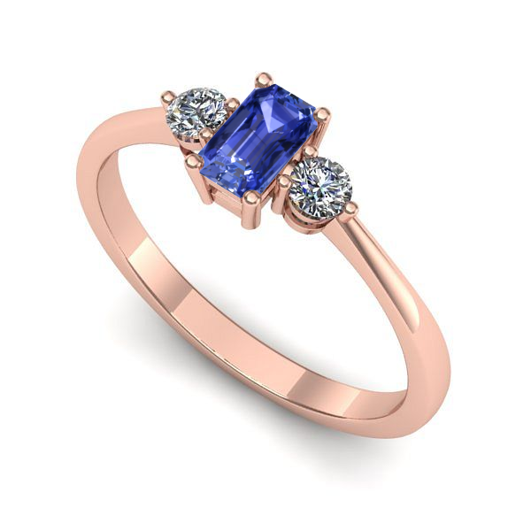 Inel de logodna din aur roz cu tanzanit