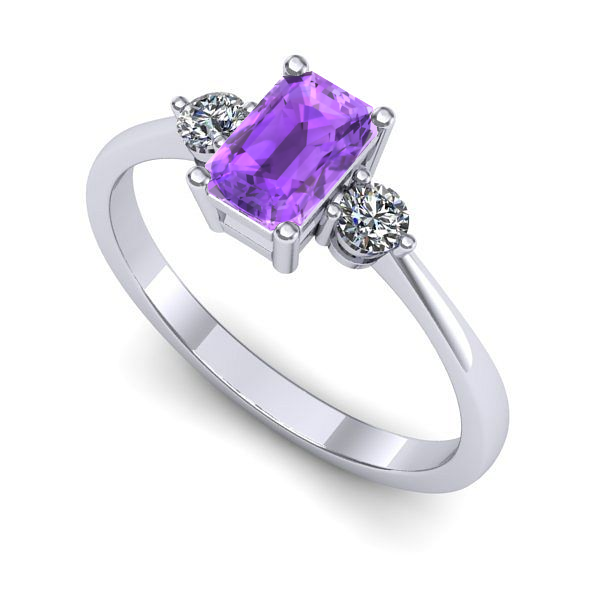 Inel din aur alb cu ametist