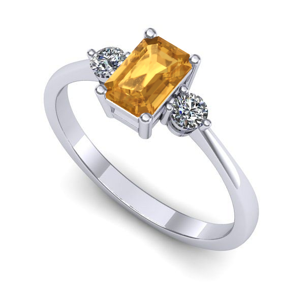 Inel logodna din aur alb cu citrin