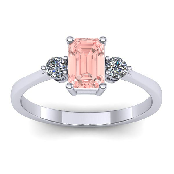 Inel logodna cu diamant de laborator roz dreptunghiular