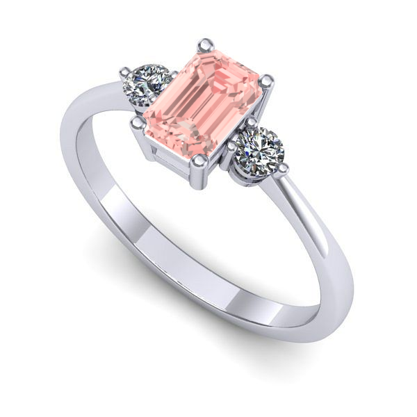 Inel de logodna din aur alb cu diamant de laborator roz