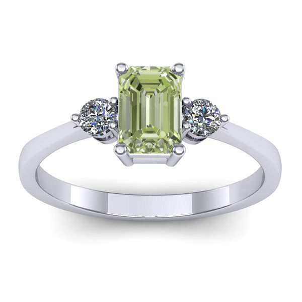 Inel logodna cu diamant de laborator verde dreptunghiular