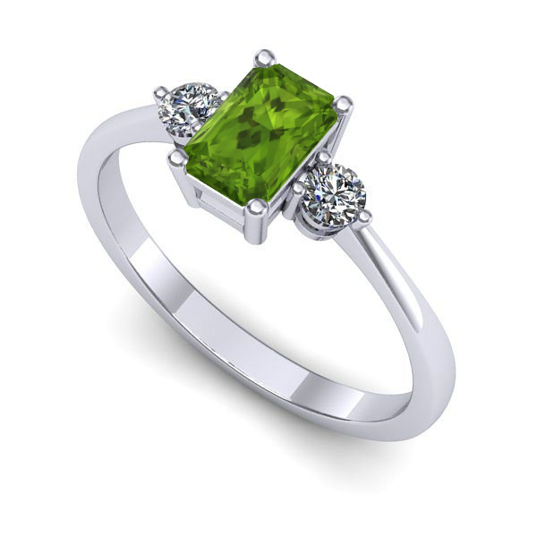 Inel logodna din aur alb cu peridot