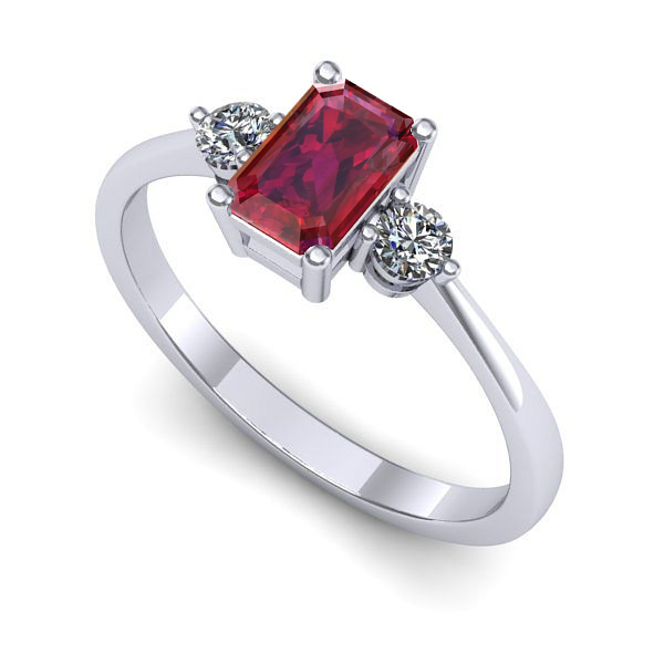 Inel de logodna din aur alb cu rubin