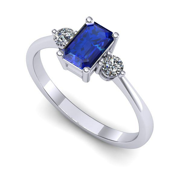 Inel din aur alb cu safir