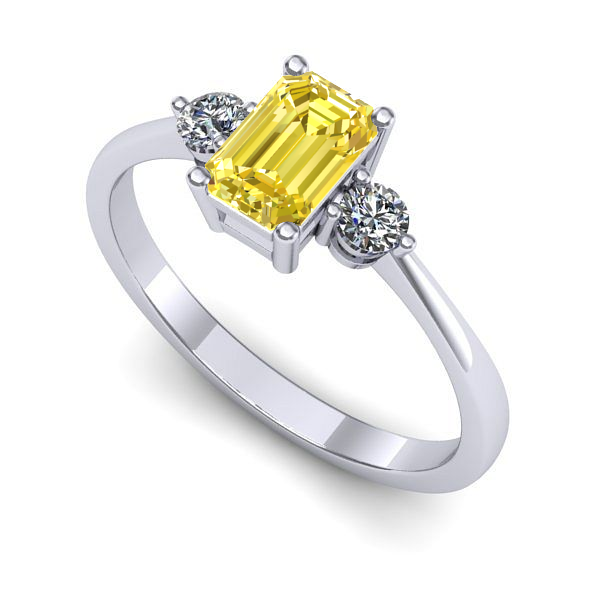 Inel de logodna din aur alb cu safir galben