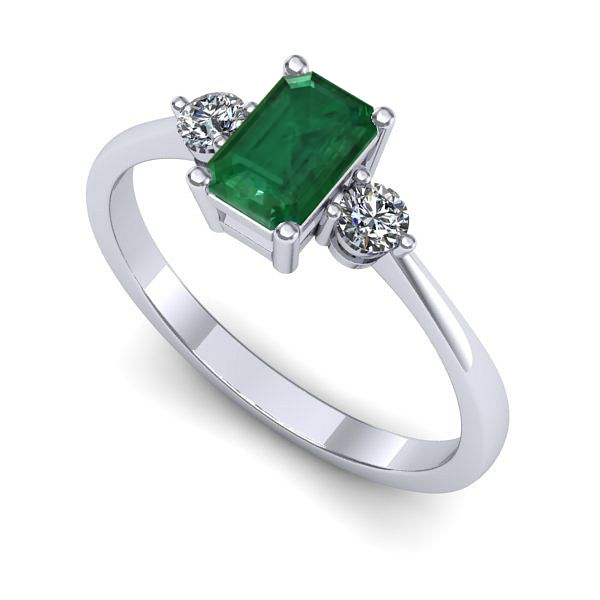 Inel din aur alb cu smarald