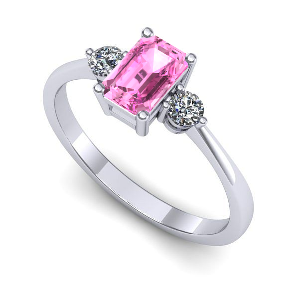 Inel logodna din aur alb cu safir roz