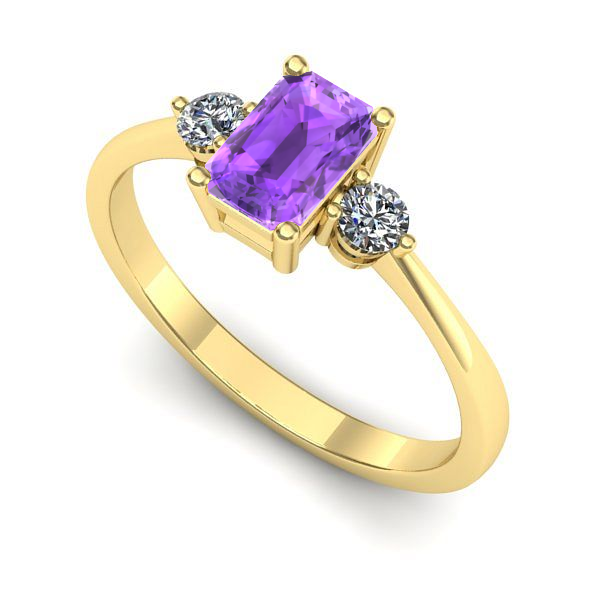Inel logodna din aur galben cu ametist