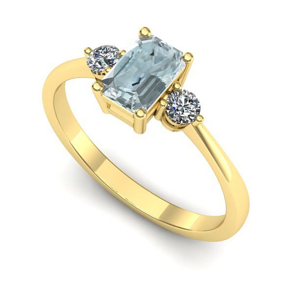 Inel de logodna din aur galben cu aquamarin