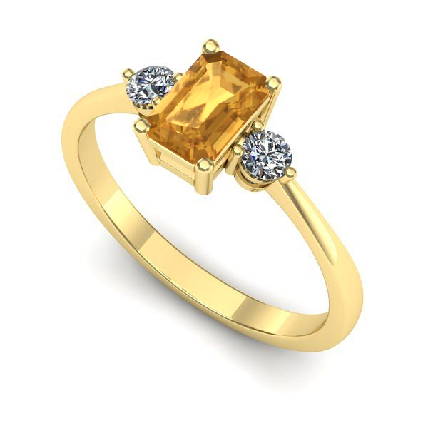 Inel logodna din aur galben cu citrin