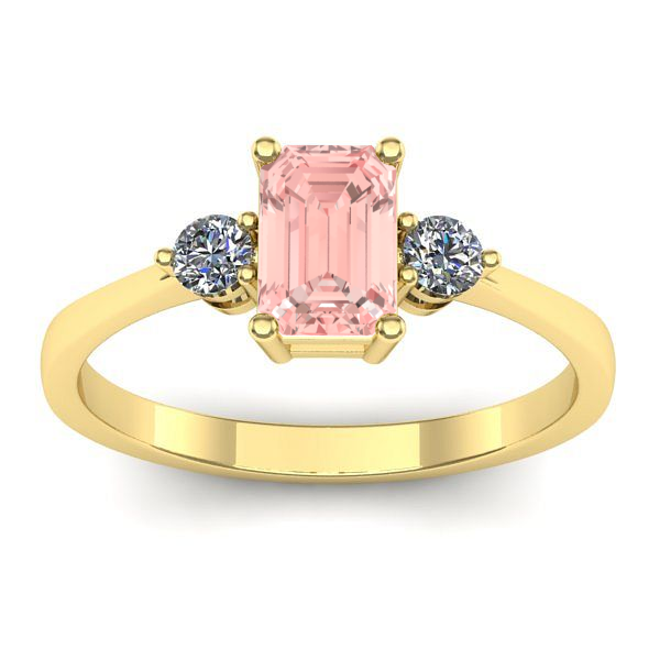 Inel logodna cu diamant de laborator roz dreptunghiular