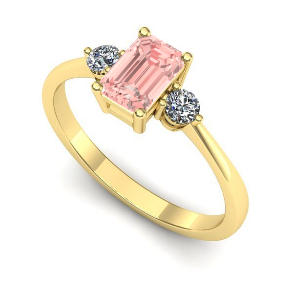 Inel din aur galben cu diamant de laborator roz
