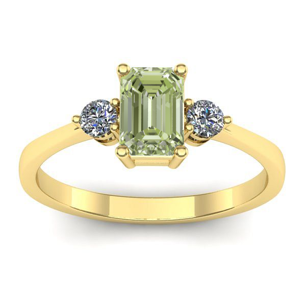 Inel logodna cu diamant de laborator verde dreptunghiular