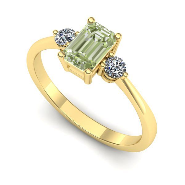 Inel de logodna din aur galben cu diamant de laborator verde