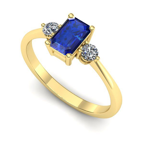 Inel logodna din aur galben cu safir